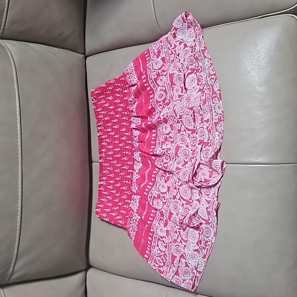 Express Red and White Small Flowerly Skort